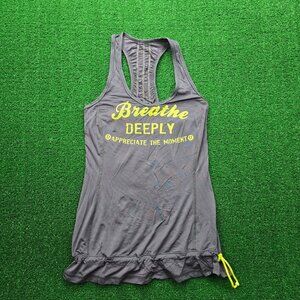 Lululemon Tank Top Womens XS Gray Sleeveless Racerback‎ Breathe Deeply Yoga Gym